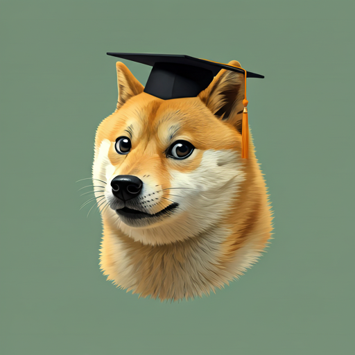 Doge meme with a graduation cap